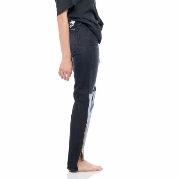 NWT Sandrine Rose Mixed Denim Zipper Jeans, size 27 - Picture 2 of 9